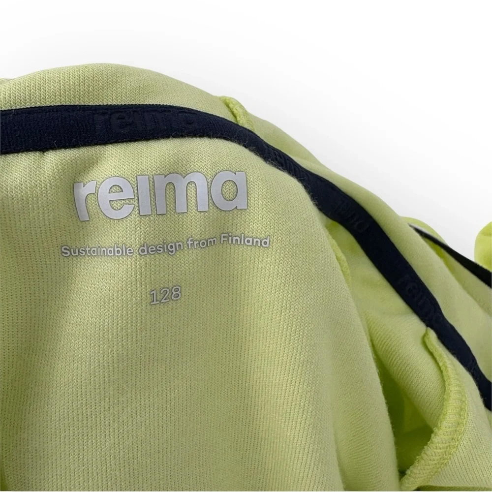 Reima Keitaalla Full Zip Hoodie in Citrus Green Terrycloth Unisex Kids SZ 8 NWT